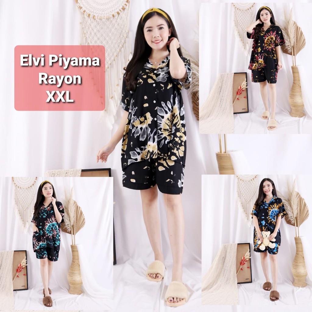 BISA COD/PIYAMA XXL/PP CP HP ELVI TIEDYE (REALPICT) SET XXL LD 120CM RAYON HALUS/Josjoli_piyama