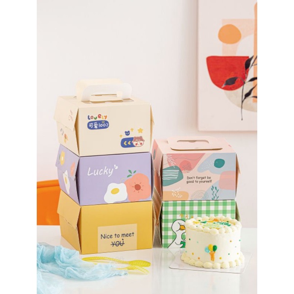 

Kotak kue tart kecil 16x16xcm kawaii lucu kotak kue korean cake