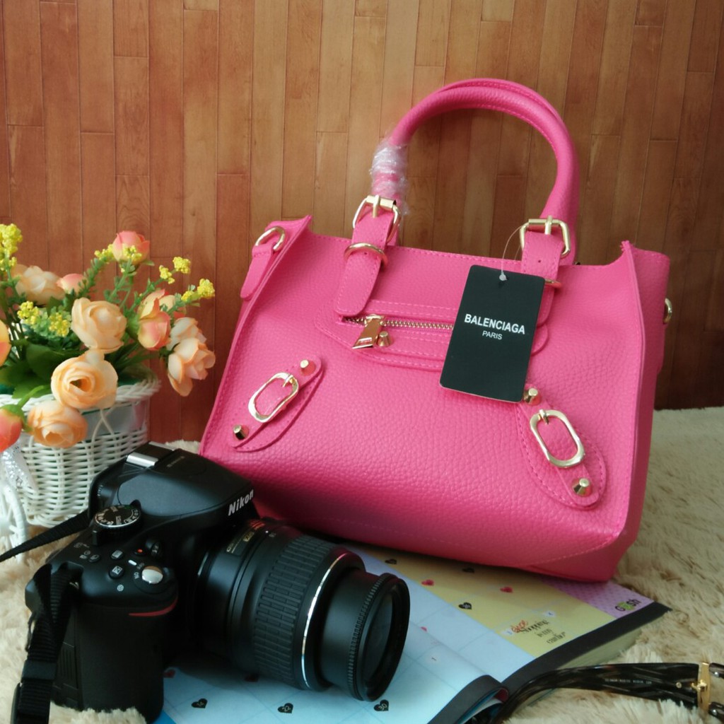 Terbatas Tas Fashion Wanita Branded Balenciaga Trepez Warna Pink Fanta