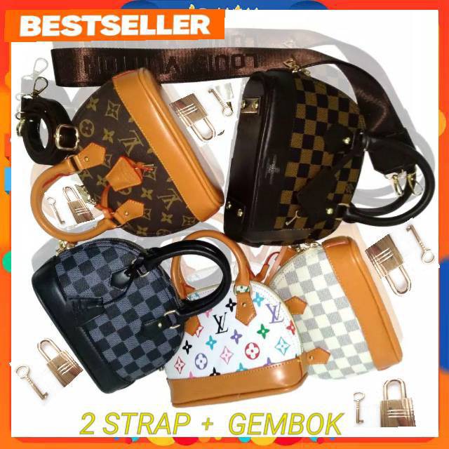 2 STARP + GEMBOK TAS LV ALMA MINI FULL EMBOSED
