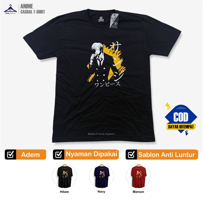 Baju Kaos Distro T Shirt Anime One Piece Jepang Kaus Pria Sanji Original Murah
