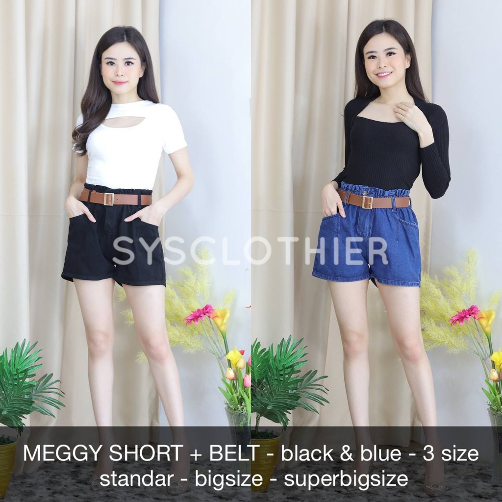 CELANA JEANS WANITA MEGGY SHORT + BELT (SZ 35-38 BELT HEART)