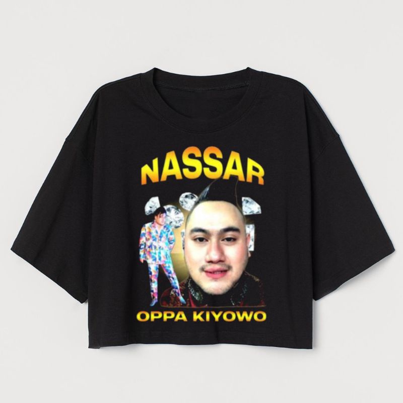 CROP TEE KING NASSAR COLLECTION | KAOS BAJU CROP TOP OVERSIZE OPPA KIYOWO DANGDUT HITAM WANITA