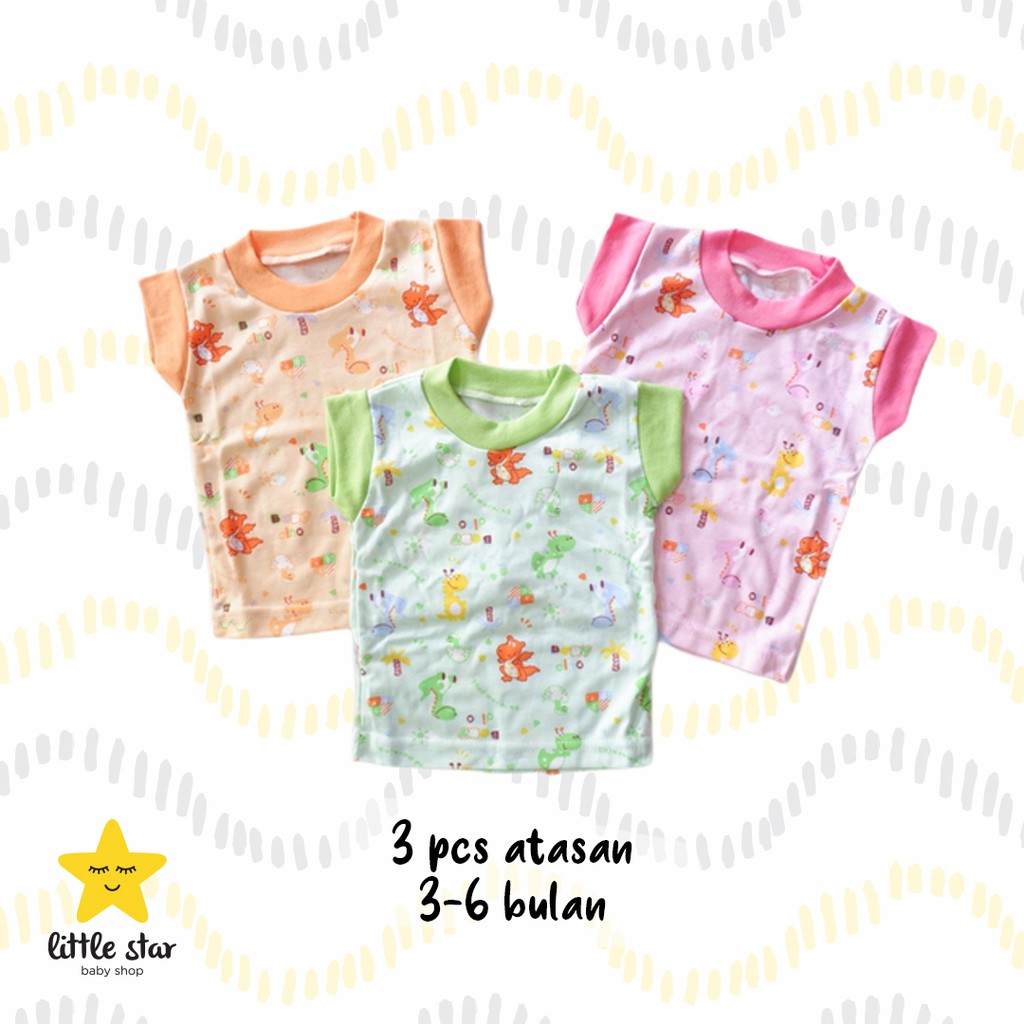 Y Lin 3 PCS Atasan Lengan Pendek Anak Bayi