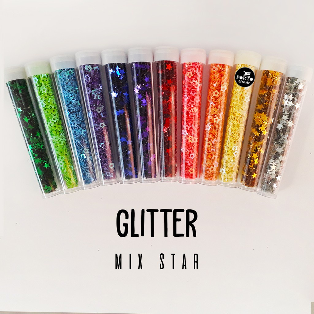 Glitter Motif / Gliter Bubuk / Bintang / Basic / Florence / Neon / Fluorescent Craft