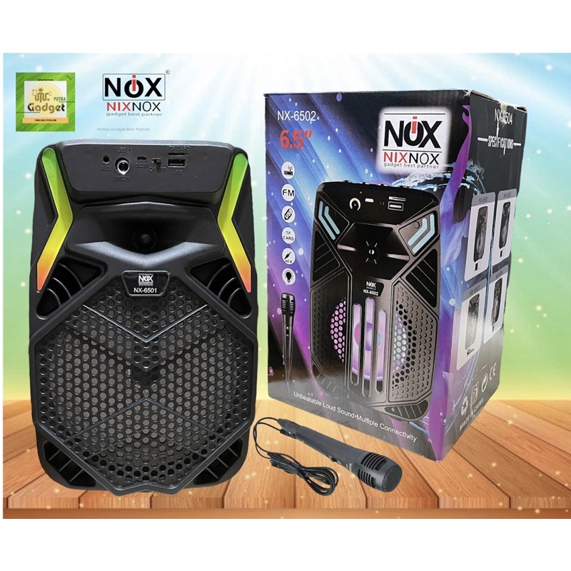 NX-6501 speaker bluetooth 6,5inch speaker portabel plus mic karaoke