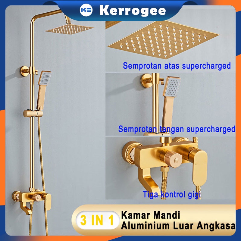 ⚡Garansi 3 Tahun⚡KERROGEE Shower Tiang Set 3 Dalam 1 Shower Kamar Mandi Panas Dan Dingin Set Kamar Mandi Besi Tahan