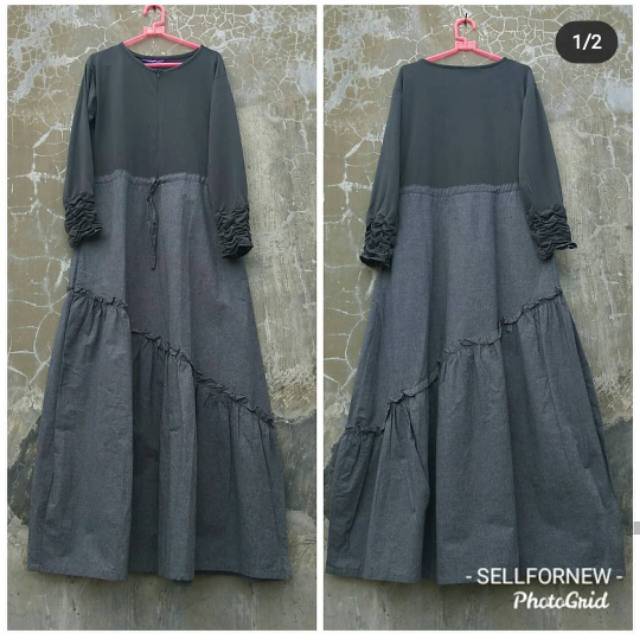 Preloved gamis denim by viendra syari
