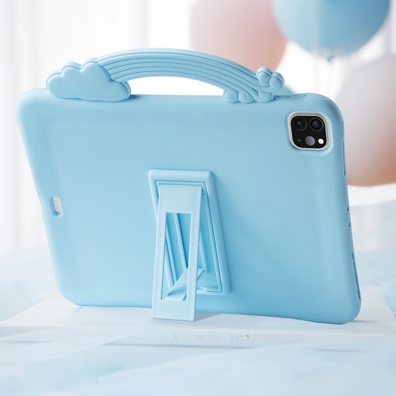 Case Pelindung Ipad 10.2 air 4 9.7 Inch Motif Jembatan Pelangi Bahan Silikon Tahan Jatuh Untuk Anak