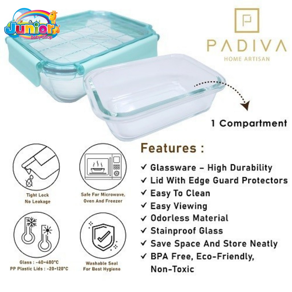 Padiva Glassbox Crystal 1040ml 2pcs Aqua/Silver/Pink