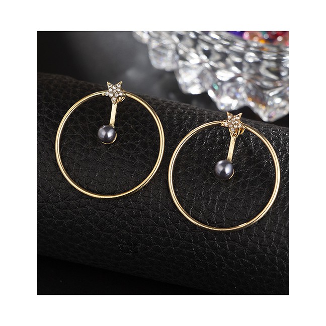 LRC Anting Tusuk Fashion Gold Star Ball Earrings F48021