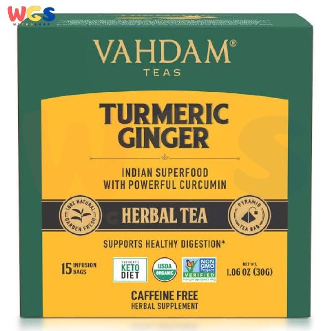 

[COD] Vahdam Teas Turmeric Ginger Herbal Tea Caffeine Free 15 Inf Bags 30gr [COD]