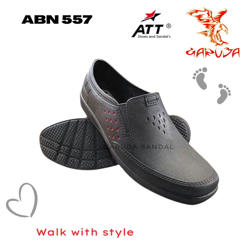 Sepatu Slip On Pria ATT ABN 557 Karet Hitam Fashion Pria Trendy Casual Pantofel