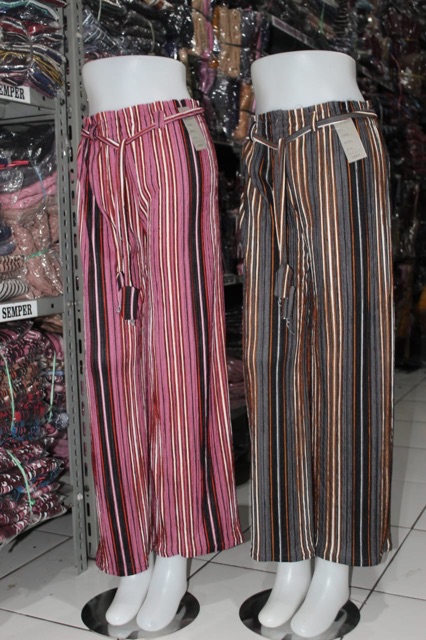 Blester kulot panjang bahan scuba import stripe pants kekinian-6