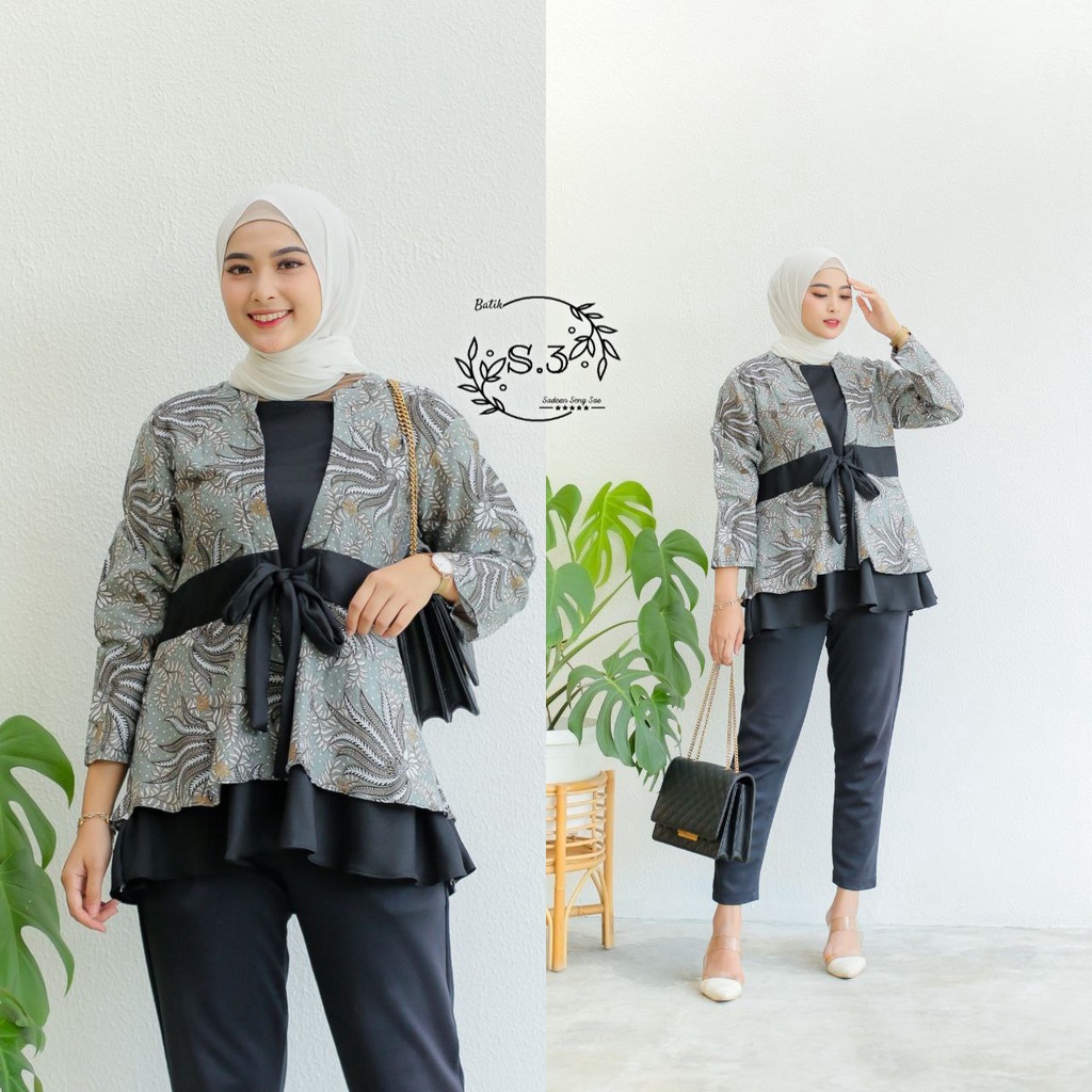 Kanaya Blouse Batik Modern Baju Atasan Batik Wanita Ukuran M L XL XXL Jumbo Kerja Kantor Ngajar Guru Motif Anak Muda Terbaru Bahan Kain Katun Tunik Cewek Premium Original Batik Pekalongan