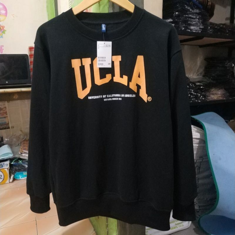 Crewneck Sweater H&amp;M Ucla University Of California Los Angeles Hitam Black Free Paper Bag