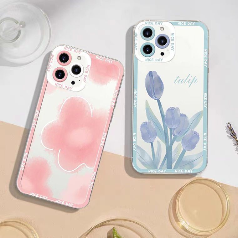 Soft Case Silikon TPU Transparan Motif Bunga Untuk IPhone 14 13 12 11 Pro X XR XS Max 7 8 14 Plus 6 6S