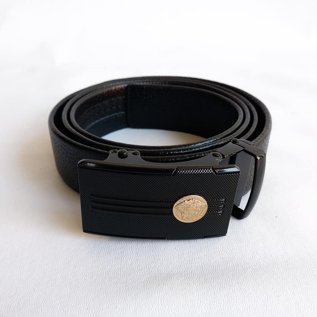 RELIO Resleting 125 CM Hitam Ikat Pinggang kulit sapi Rel Sabuk Cowok Pria Ukuran Standar Normal - Originale Leather Belt