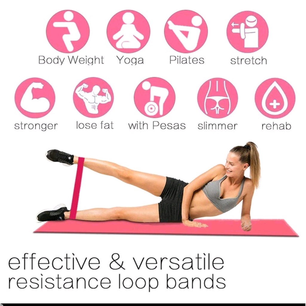 RESISTANCE BAND/LOOP 1 SET 5 PCS + POUCH KARET TALI YOGA