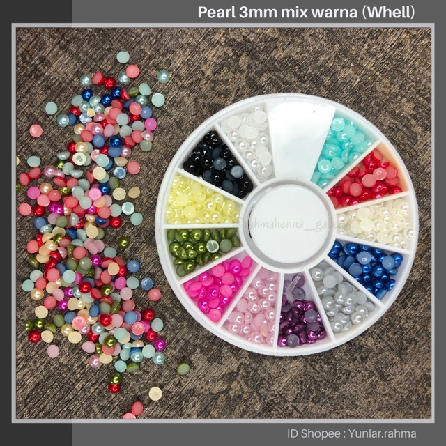 Half pearl 3mm mix warna (whel)