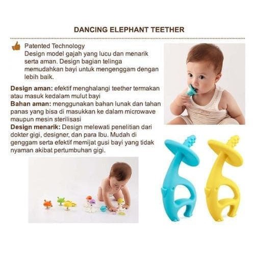 Mombella Dancing Elephant Teether - Blue