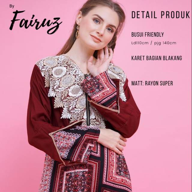 Daster Arab FAIRUZ FREYA Long Dress Rayon Renda import