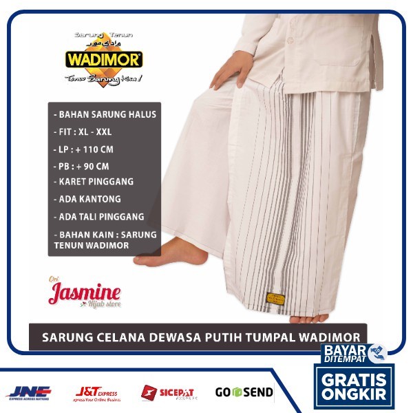 sarung-celana- sarung celana wadimor putih polos tumpal ukuran jumbo pria dewasa -celana-sarung 798