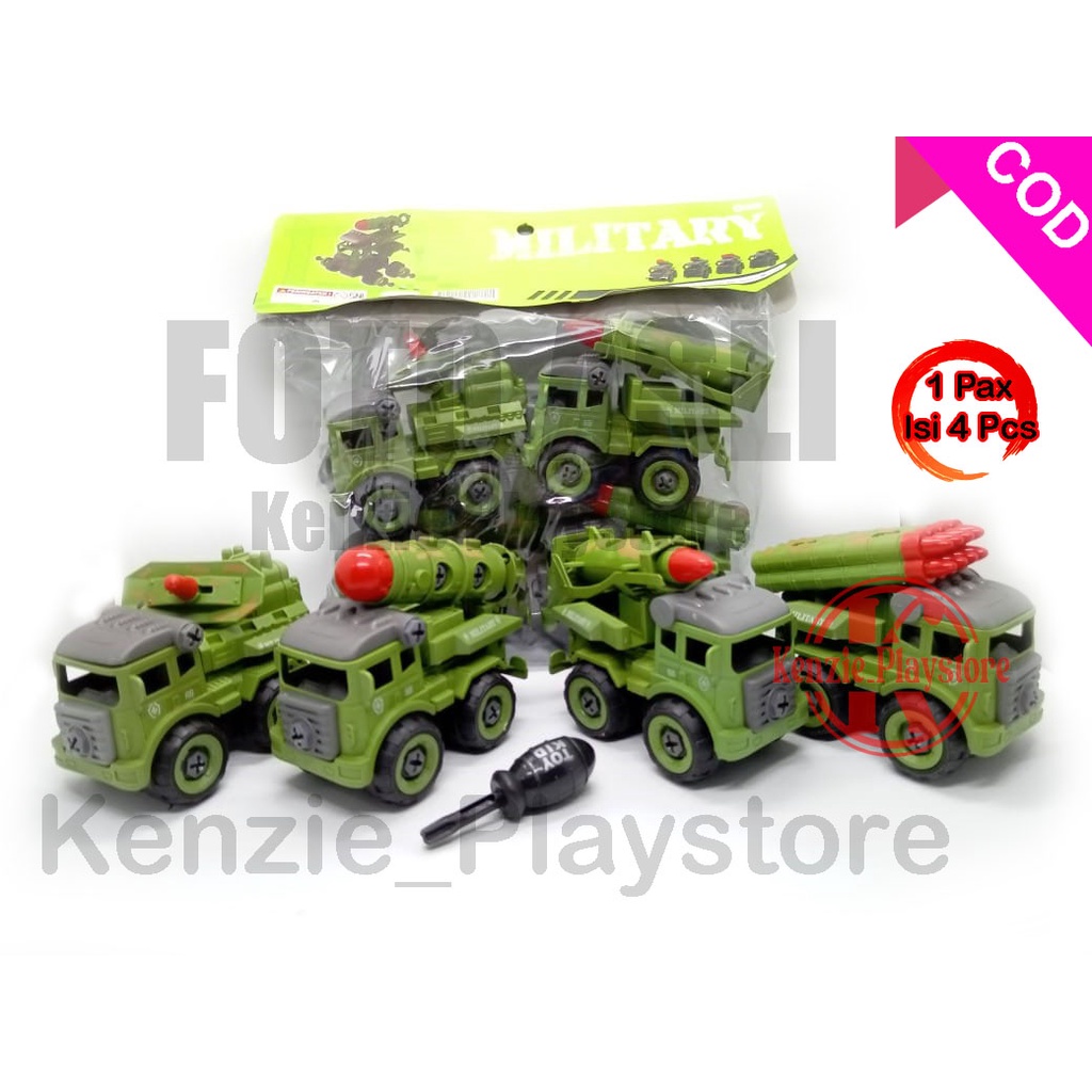 Mainan Anak Truk Military Truck Mini DIY Bongkar Pasang Truck Army