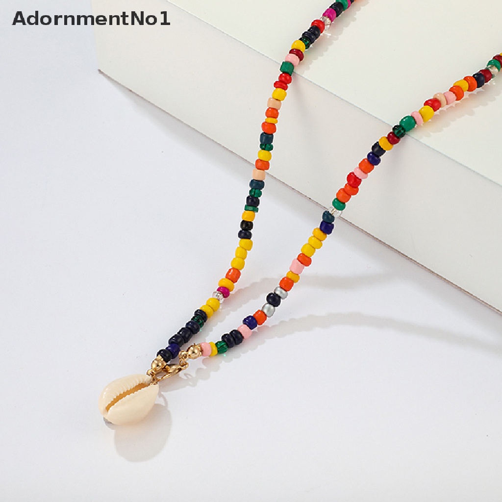 (AdornmentNo1) Kalung Choker Tumpuk Manik Kerang Gaya Boho Untuk Wanita