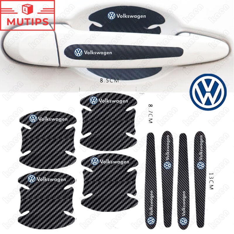 4 / 8pcs Stiker Pelindung Handle Pintu Mobil Bahan Carbon Fiber Untuk Volkswagen Polo Jetta Golf mk6 mk7 VW Polo Beetle Passat b7