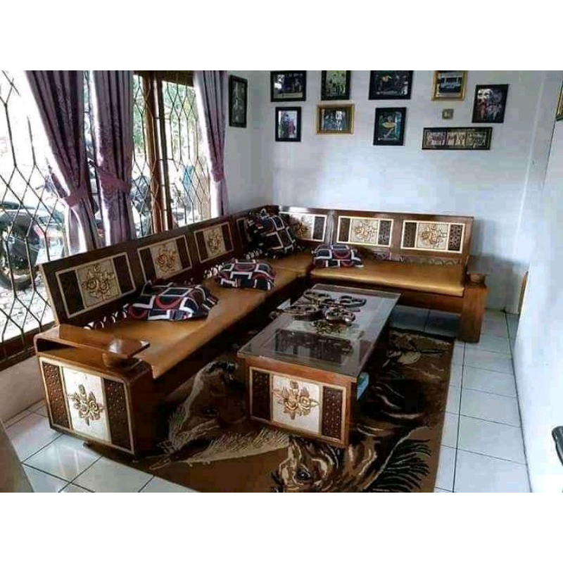 Furniture kursi sofa tamu model sudut bola / kursi tamu kayu jati / kursi tamu minimalis / model kur