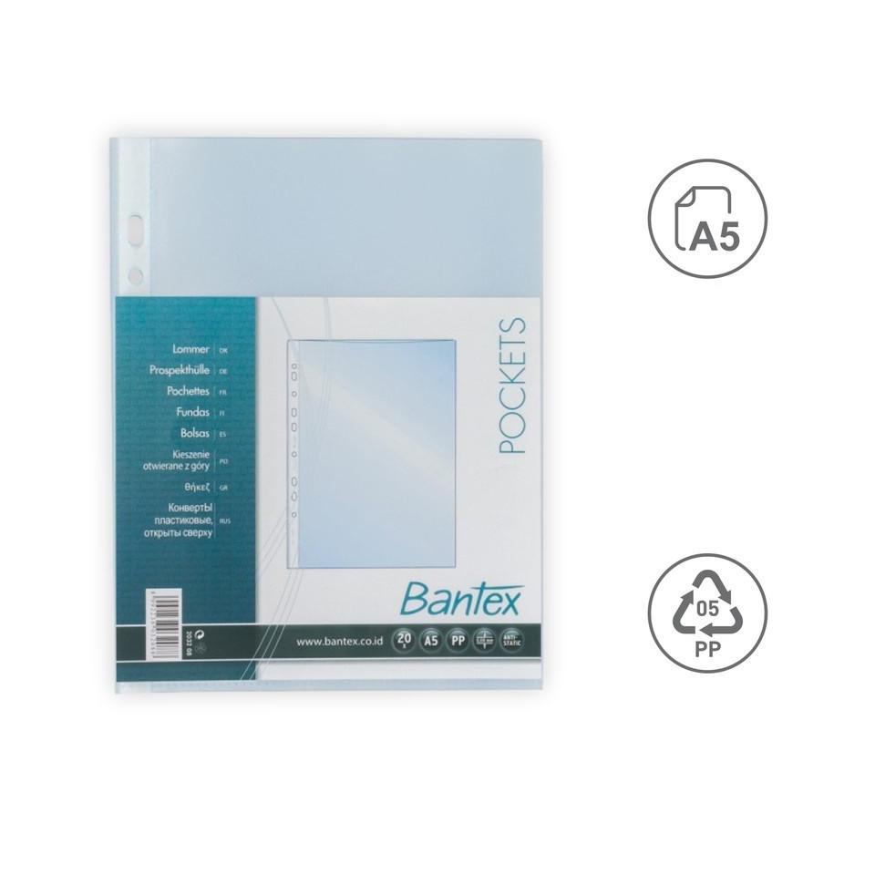 

(PROMO IFL67) Bantex PP Pocket Sheet Protector Size A5 20 Lubang 10 Lembar ⁑
