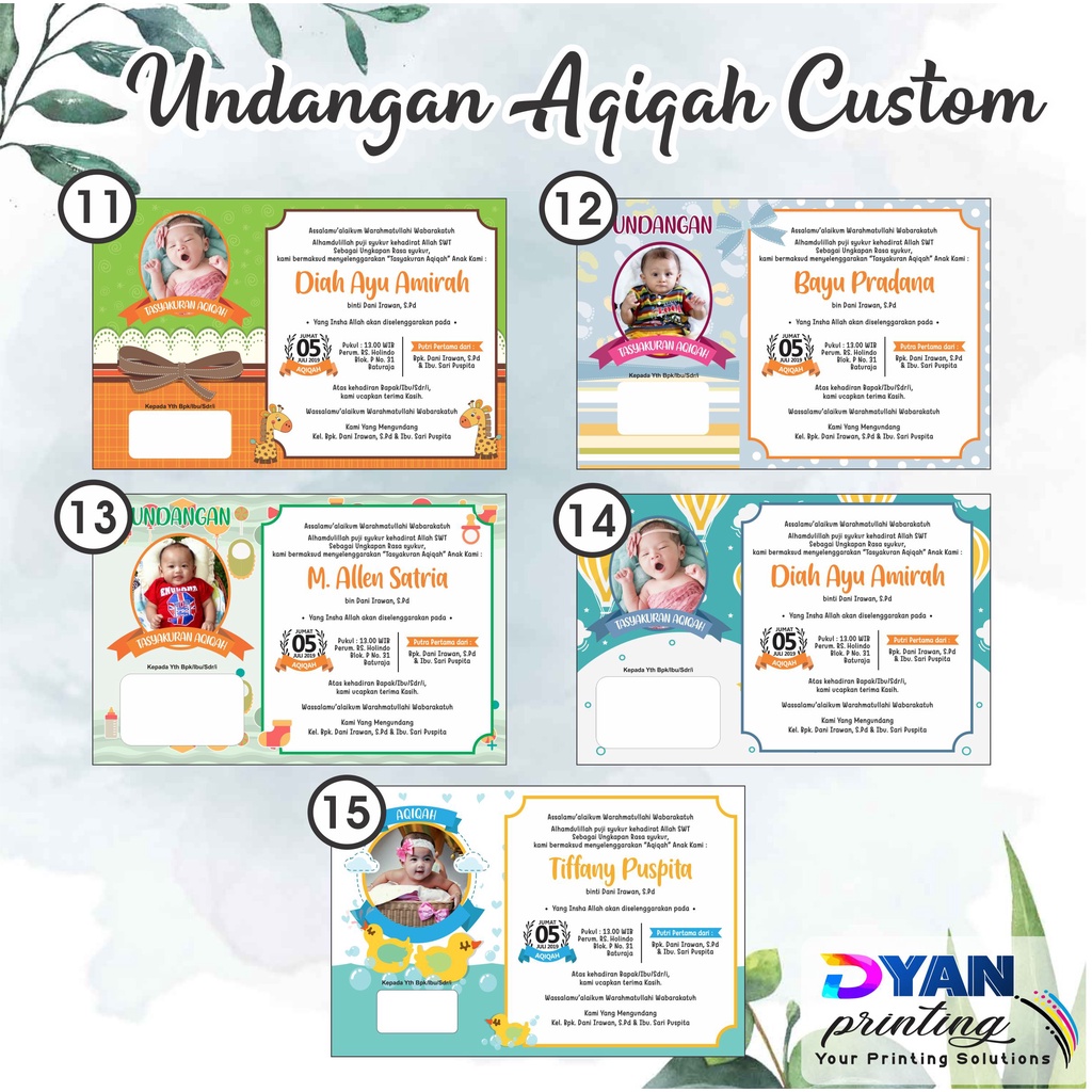 UNDANGAN AQIQAH BAYI CUSTOM FREE PLASTIK