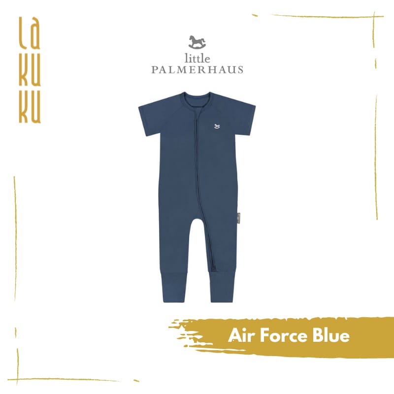 Lakuku - Little Palmerhaus Sleep and playsuit Setelan Piyama Baju Tidur Anak Bayi Sleepsuit zipper Lengan pendek Celana Panjang-Air force blue