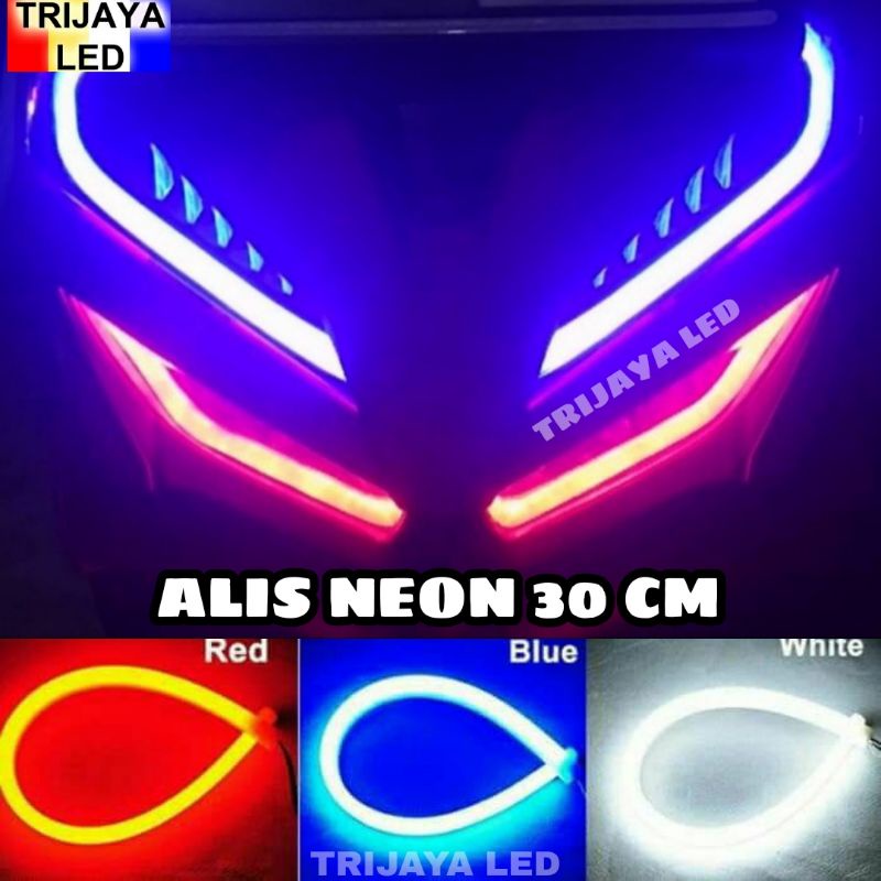 Lampu LED Alis DRL 30 Cm Motor Mobil Fleksibel Senja Model Bulat Neon High Quality Waterproof Univer