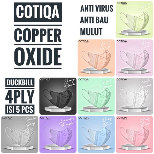 Korean Masker Duckbill COTIQA COPPER OXIDE Premium Mask 4ply isi 5pcs/pack masker Korea 4 lapis anti