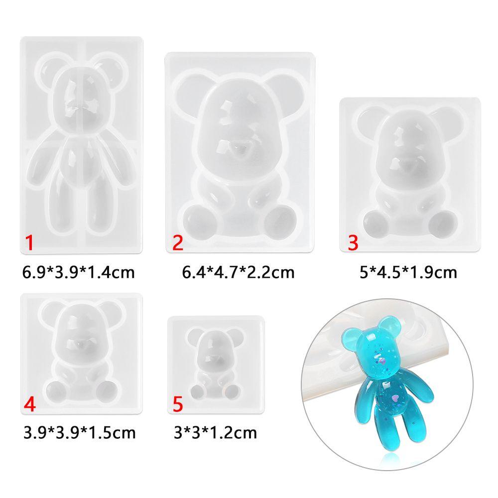 R-bunga Teddy Bear Cetakan Silikon Resin Epoxy Gantungan Kunci DIY Membuat Perhiasan