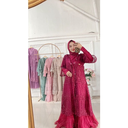 GAMIS SET OUTER MEWAH BROKAT TULLE  PREMIUM KONDANGAN