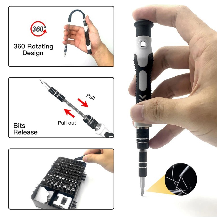 Obeng Set 115 in 1 Screwdriver Reparasi Smartphone Laptop Elektronik