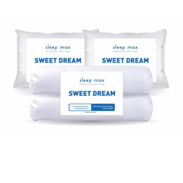 sleep max sweet dream 2 pillows & 2 bolsters