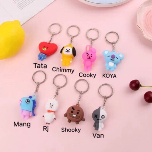 Cartoon KPOP BTS BT21 Keychain Popular Pendant Small Gift Mini Figure BTS Doll keyring