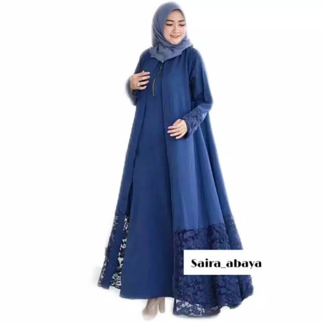 Gamis formal pesta brokat mix moscrepe