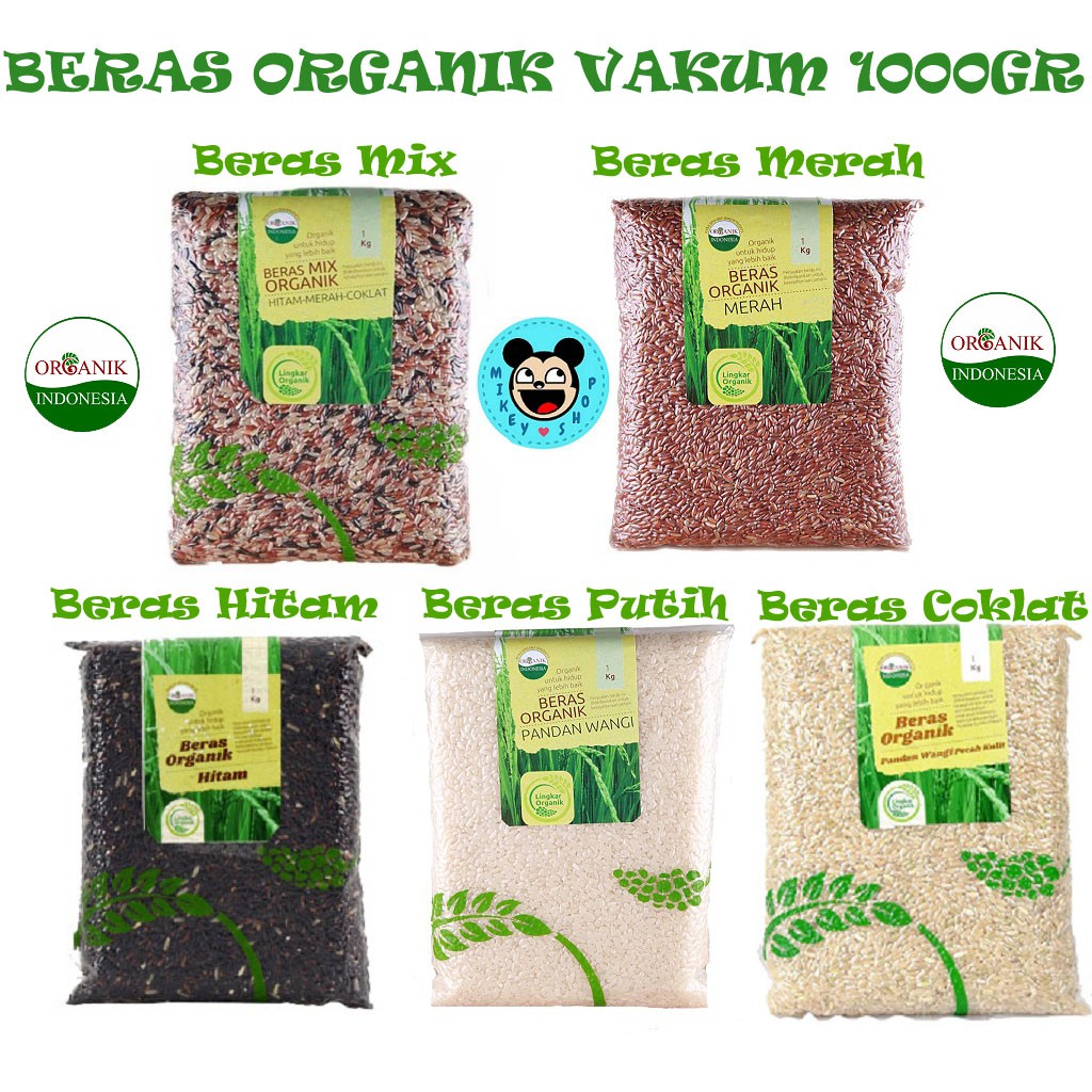 

Beras Merah & MIX Organik Merah Coklat Hitam 1 kg Vakum 1000gr