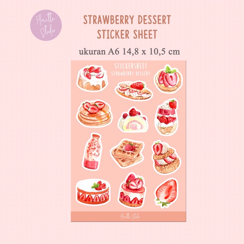 

[florettestudio] Strawberry Dessert Sticker Sheet Kiss Cut