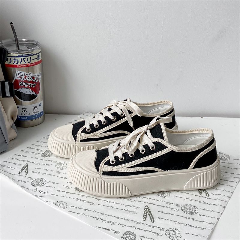 SEVEN_DAY SEPATU KANVAS WANITA KOREA IMPORT CASUAL SPORT SHOES HITAM FQ-58-4