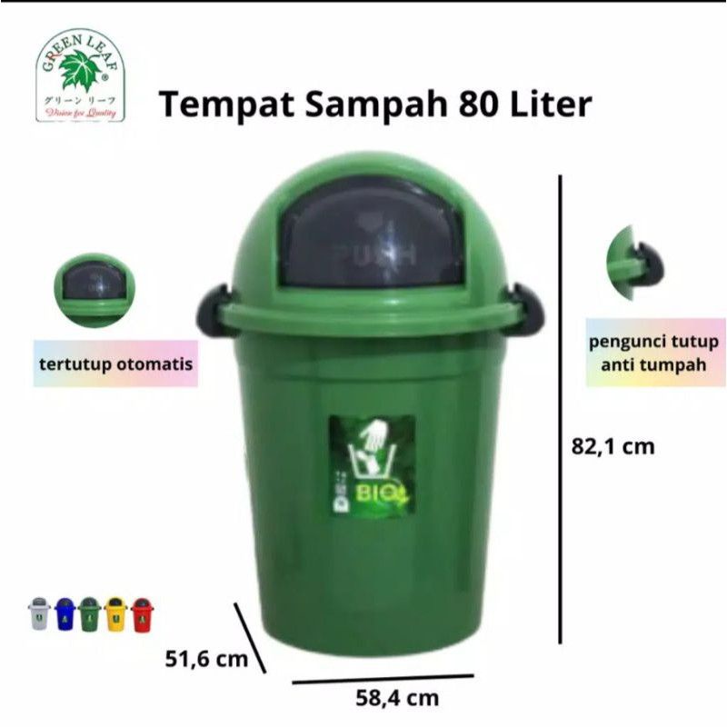 Tempat Sampah Goyang 80 Liter Bio Green Leaf