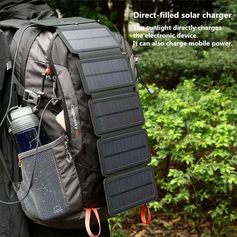 KERNUAP Charger Solar Panel Portable 5 Folding USB Port 9W5V - KER-SO1-Hitam