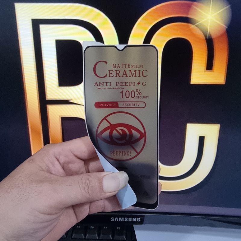 SAMSUNG M10 M20 M30 M30S ANTI GORES CERAMIC LENTUR SPY PRIVACY MATTE GELAP HITAM PLASTIK MIKA SCREEN GUARD FULL COVER SCREEN BUKAN KACA TEMPRED