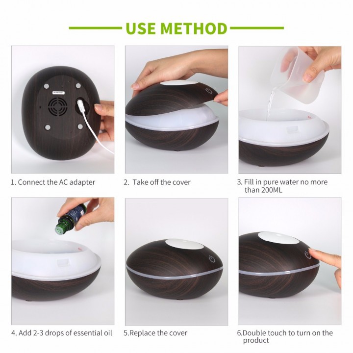 H08 - Humidifier WITH REMOTE VERSION 7 Colors Mood Light LED - 200ml