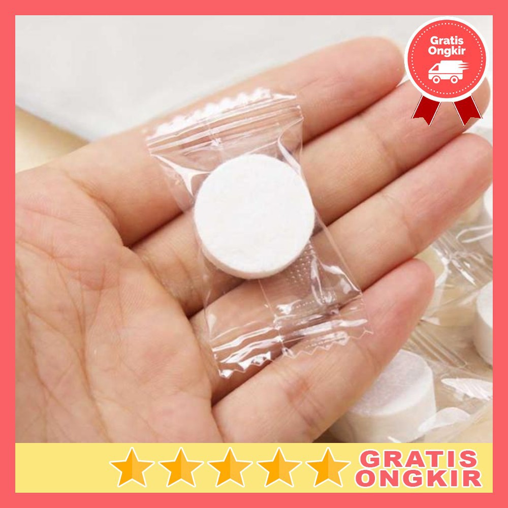 Handuk Saku Jalan2 Traveling  Handuk Mini Handuk Capsul Portable  Travel Disposable Towel 50 PCS  42736 White